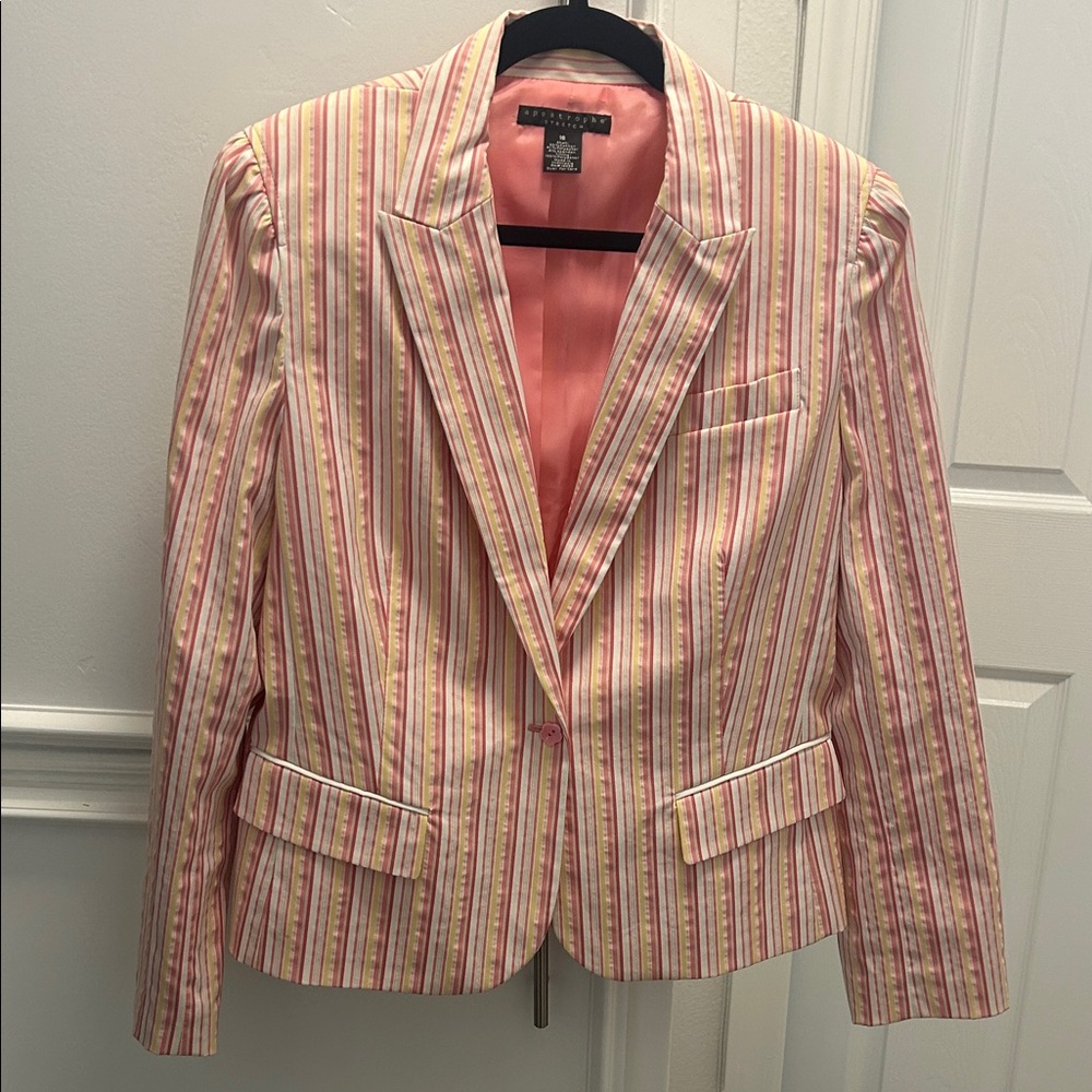Apostrophe Stretch Striped Pink Blazer